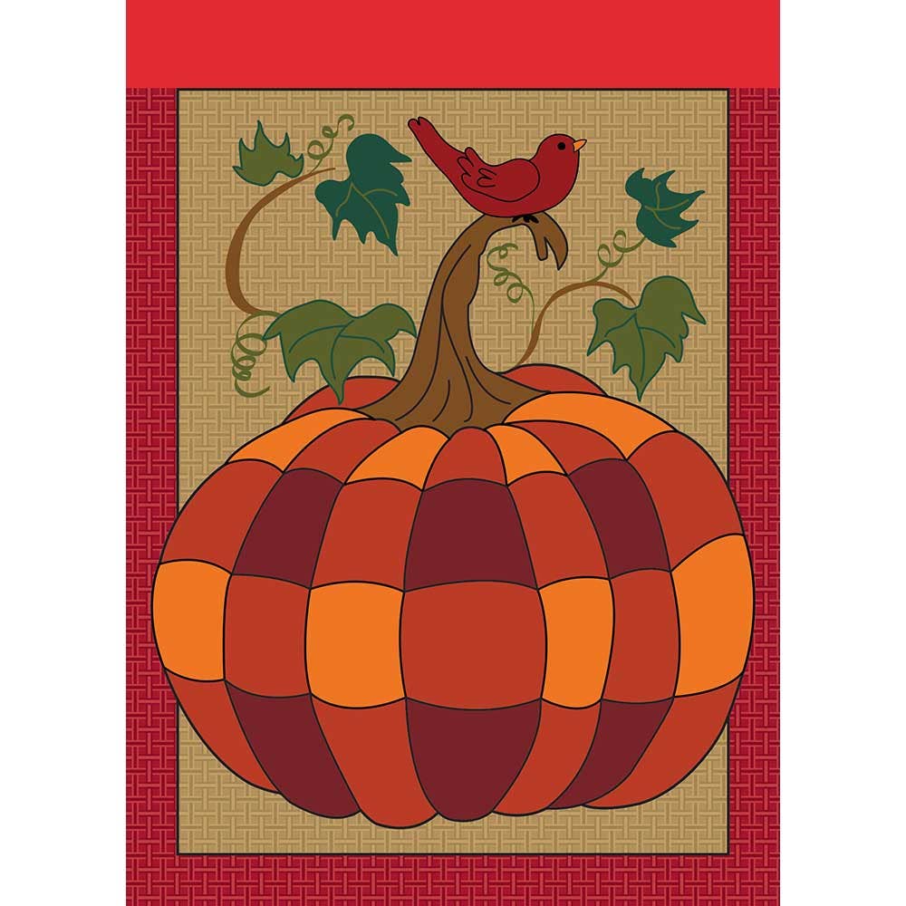 Pumpkin Burlap Garden Flag