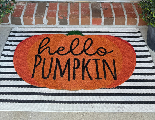 Hello Pumpkin Coir Fall Doormat 30" x 18" Indoor Outdoor