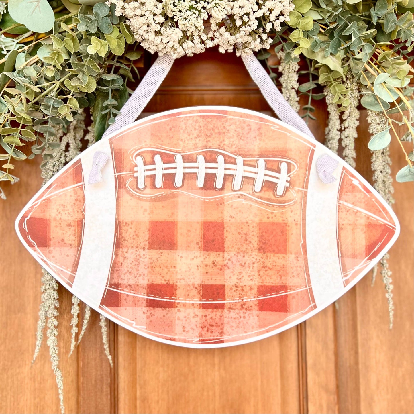 Gingham Football Door Hanger