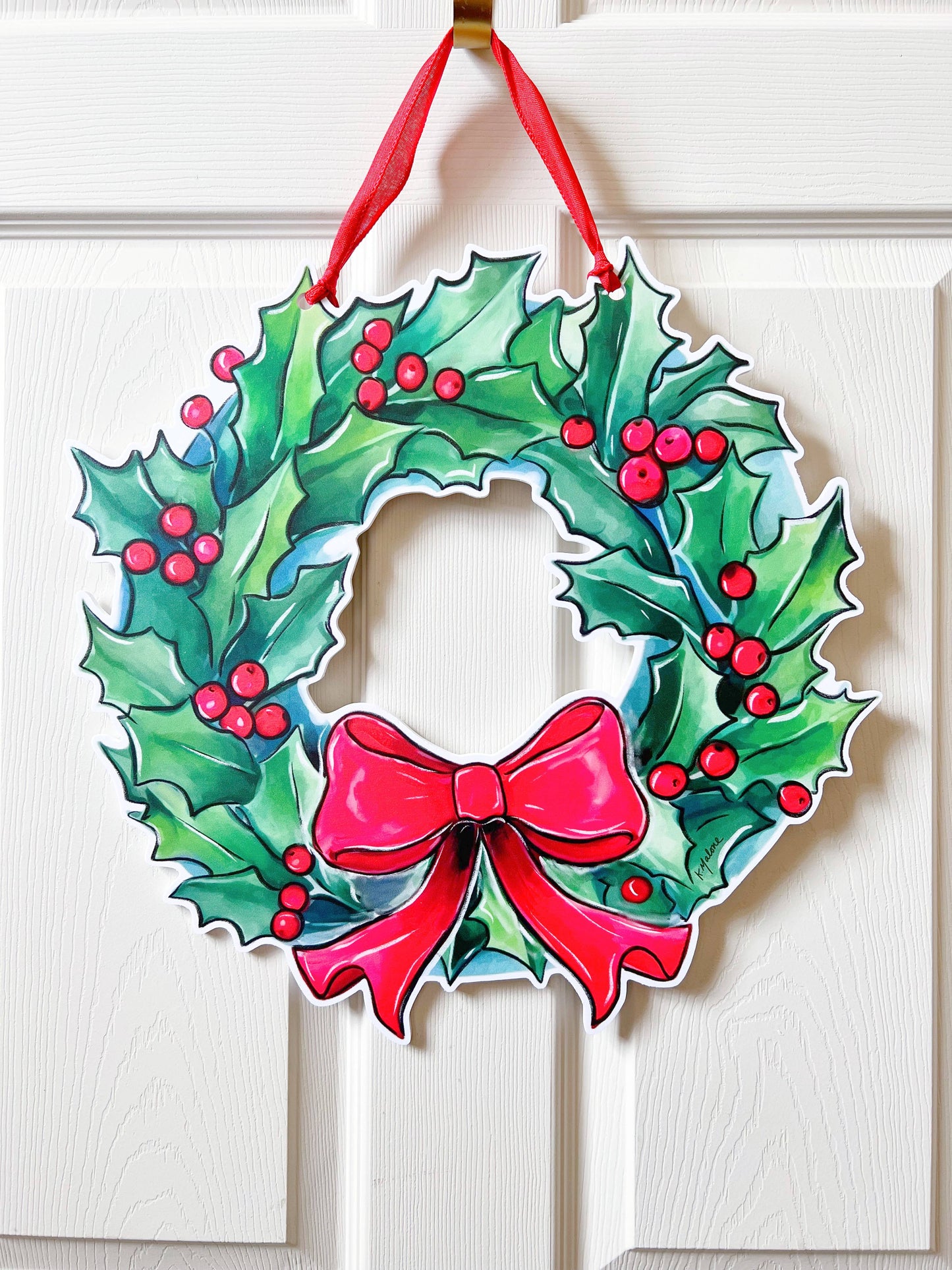 Door Hanger, Holly Wreath