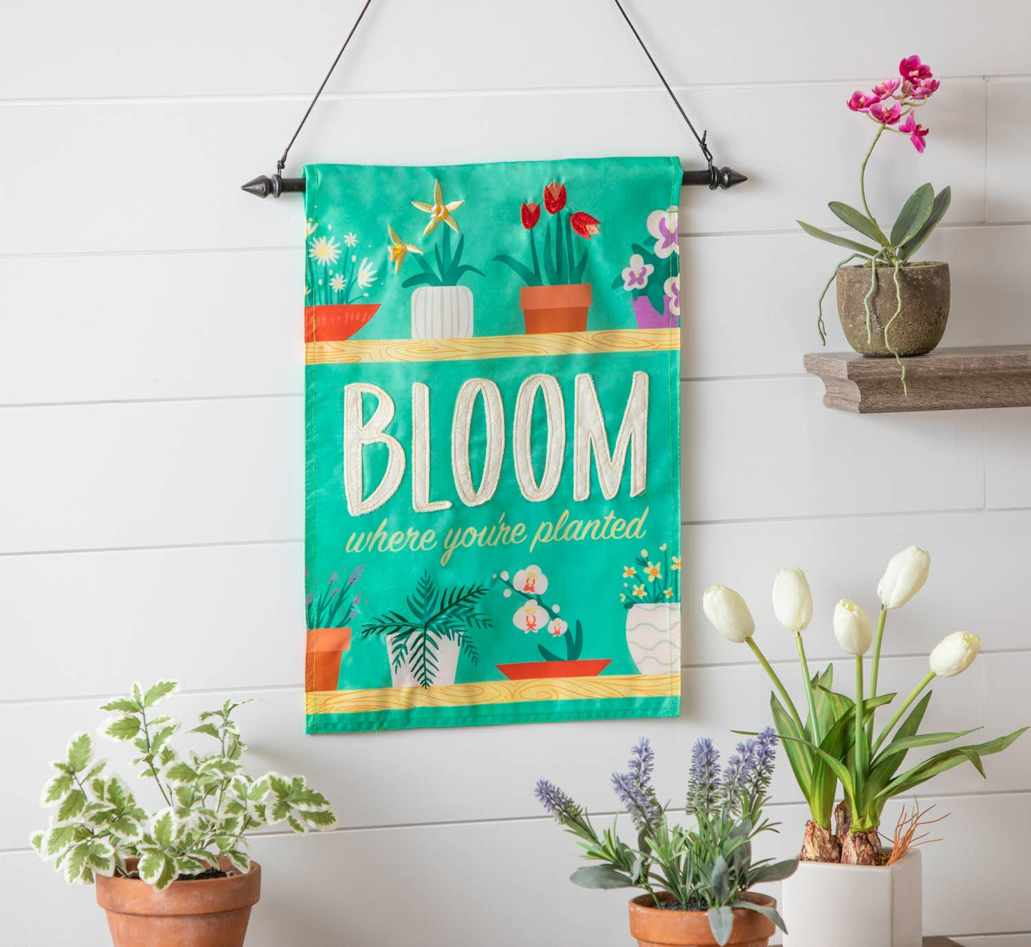 Bloom Where You Are Planted Applique Garden Flag