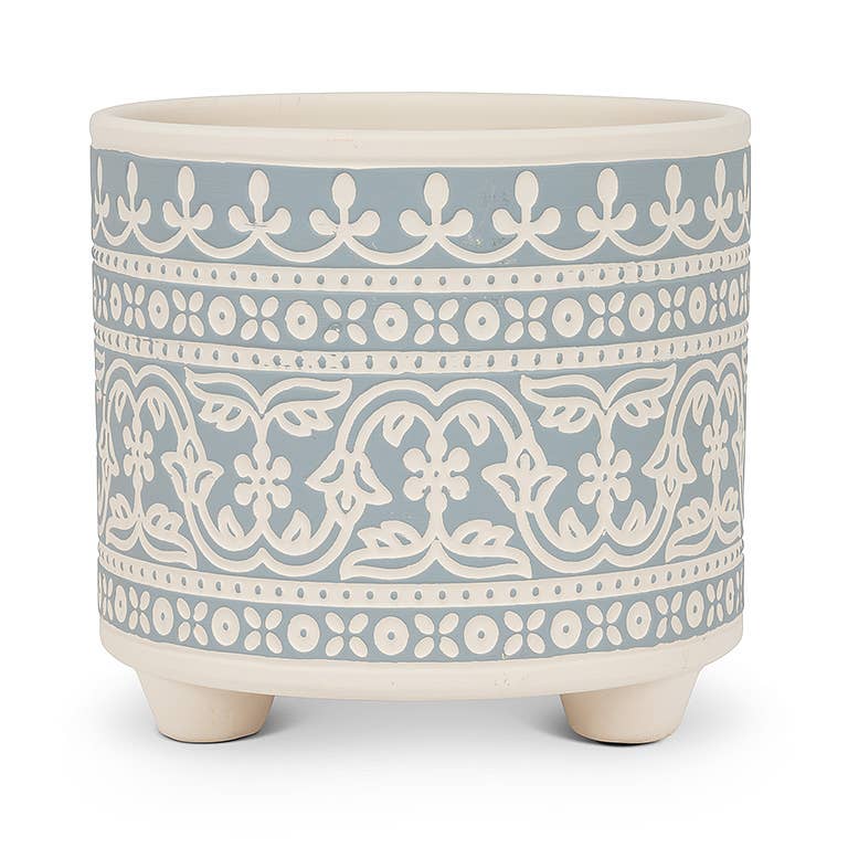 Lg Blue Stencil Planter-6"H-2935