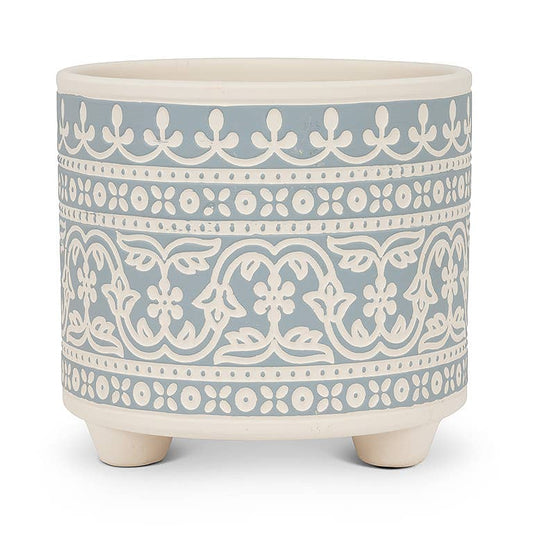 Lg Blue Stencil Planter-6"H-2935