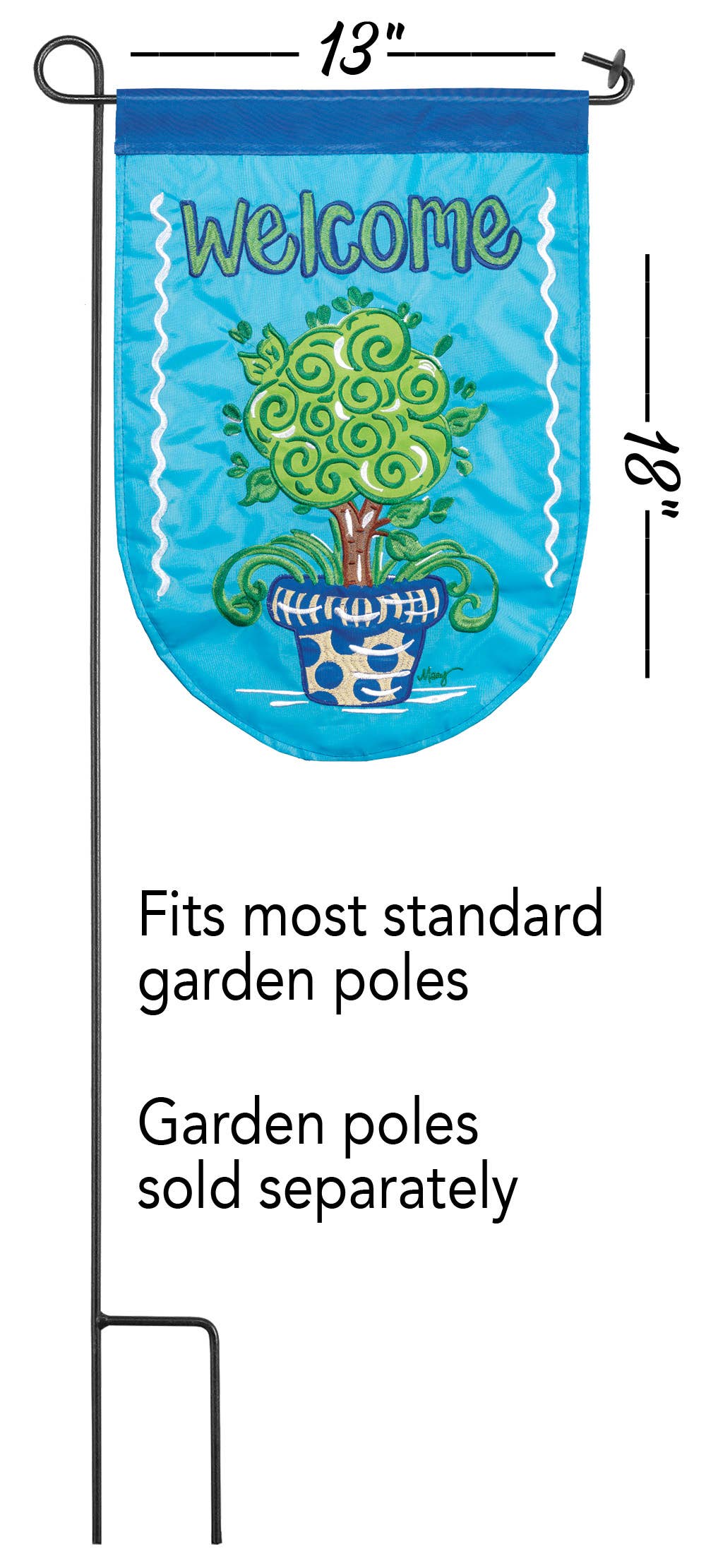 Welcome Topiary Garden Flag- Blue