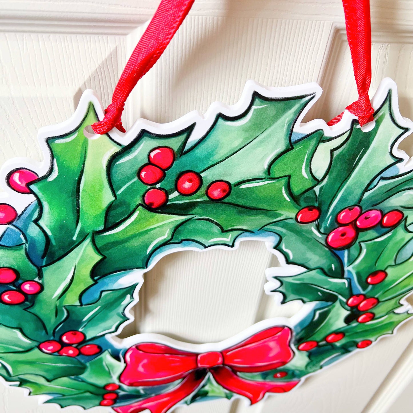 Door Hanger, Holly Wreath