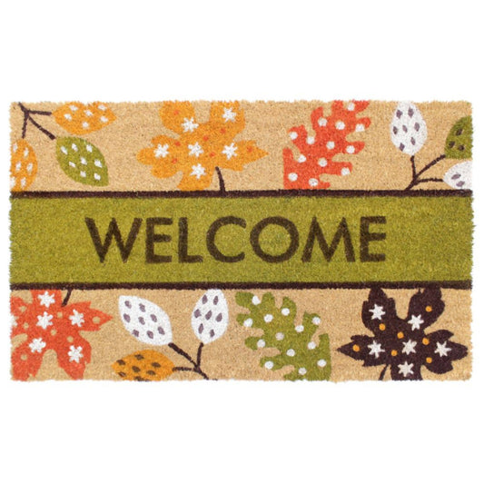 RugSmith Red Autumn Leaves Coir Doormat, 18" x 30"