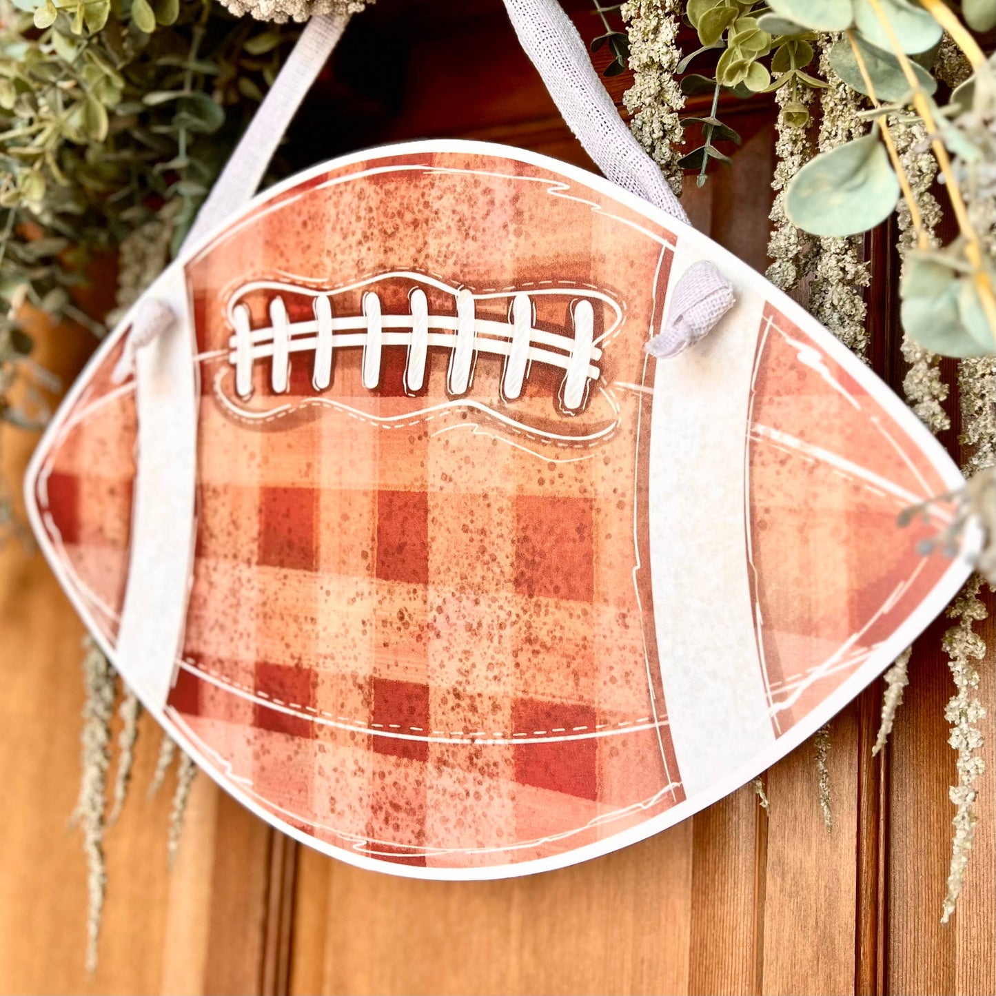 Gingham Football Door Hanger