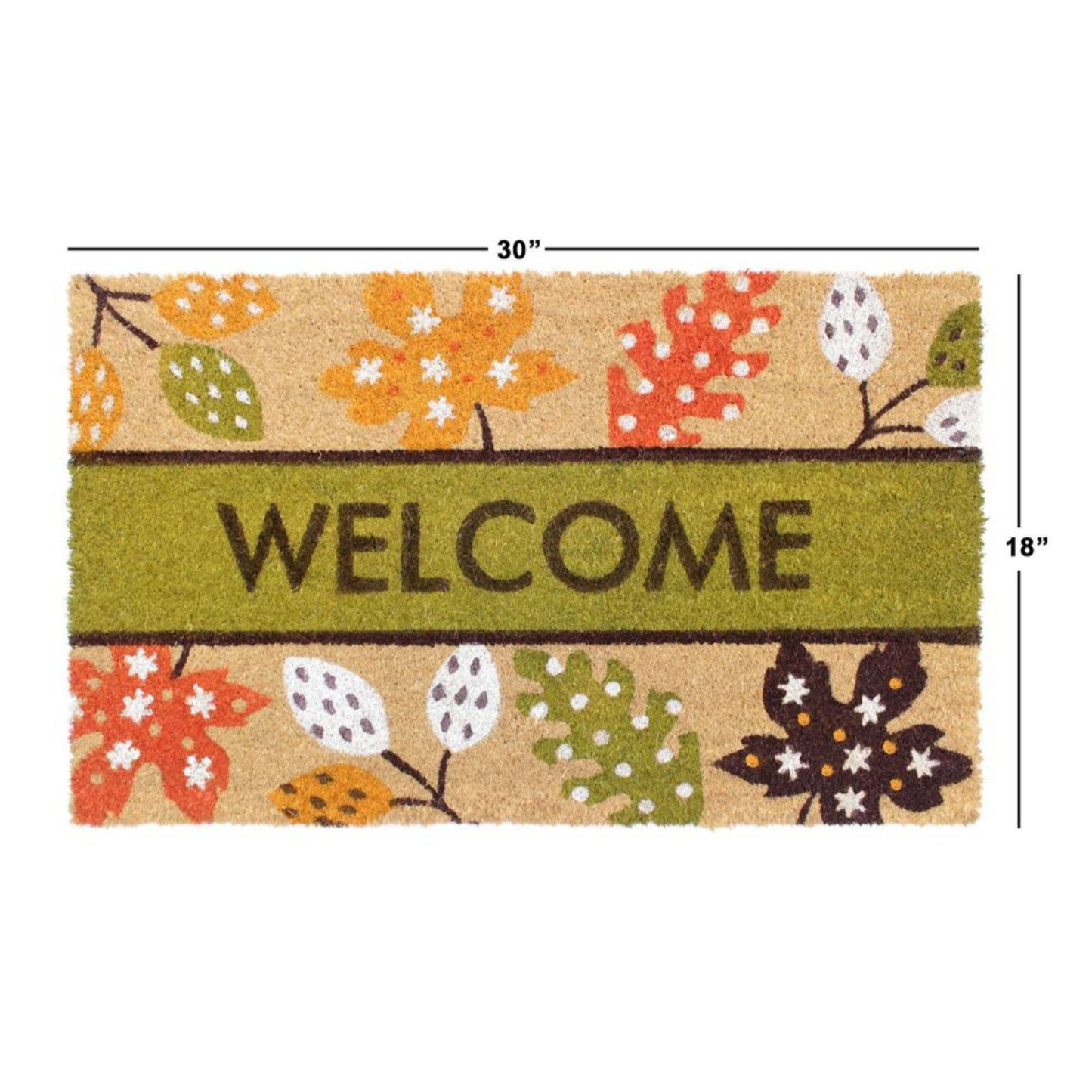 RugSmith Red Autumn Leaves Coir Doormat, 18" x 30"