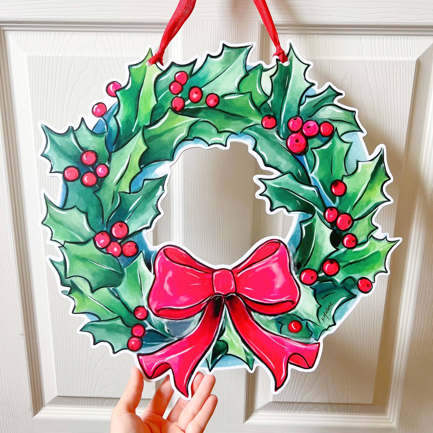 Door Hanger, Holly Wreath