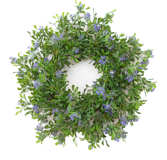 Boxwood & Eucalyptus Seeds Wreath 22" Green/Blue